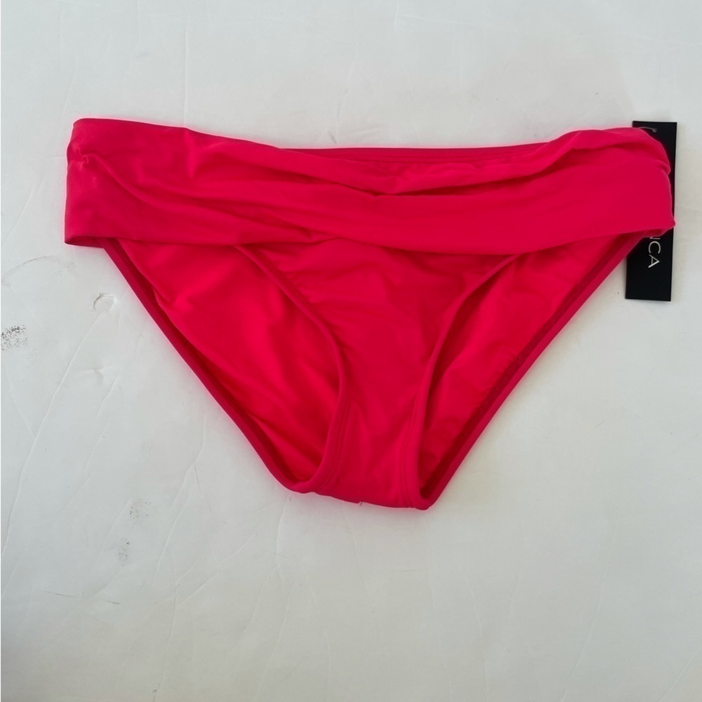 La Blanca Island Shirred Band Hipster bikini bottoms 10 NWT Watermelon pink